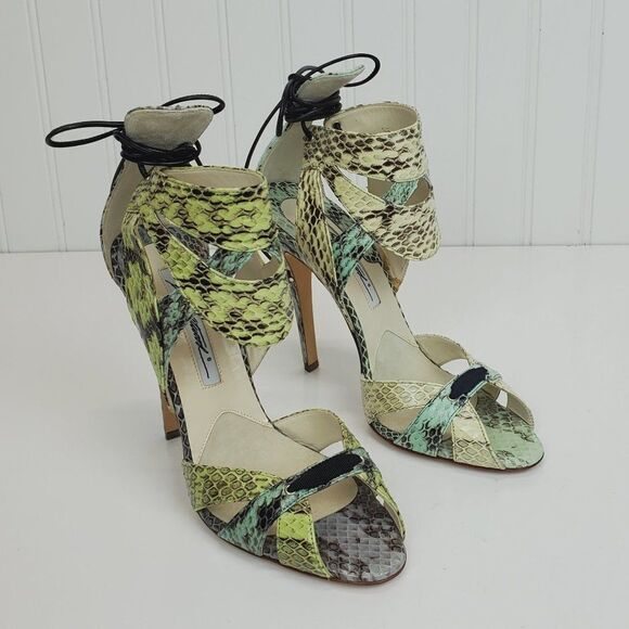 MISMATCHED Brian Atwood Uma Snakeskin Multicolored High Heels Sandals SH-034 - Picture 6 of 15